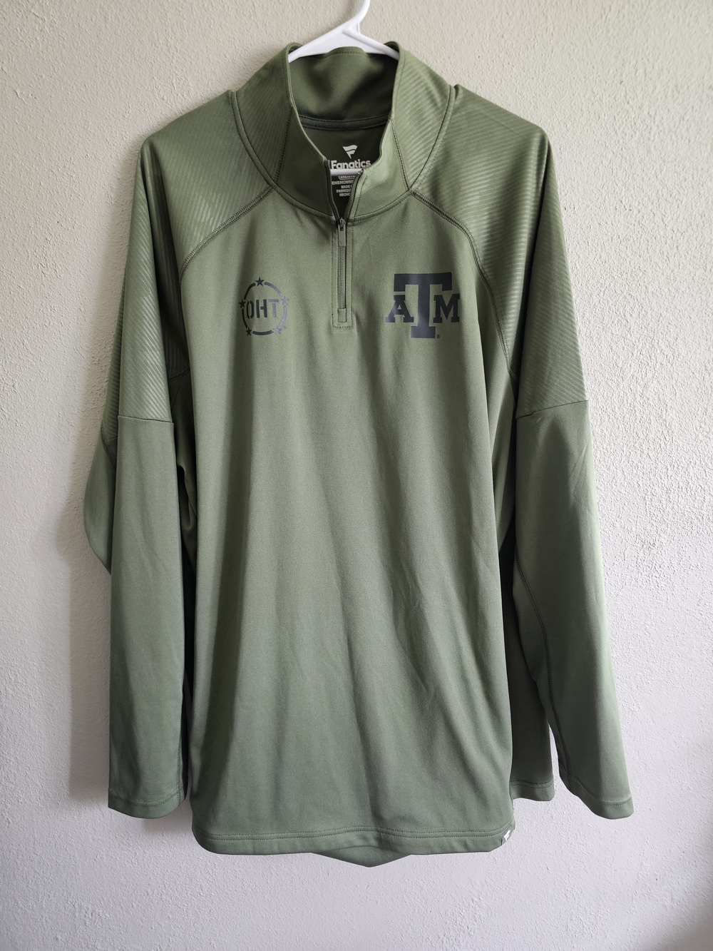 Texas A&M Aggies OHT Fanatics Olive 1/4 Zip Pullover Men's 2XL